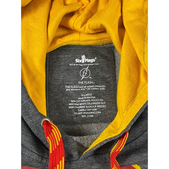 DC Comics Six Flags The Flash Red Unisex Gray Pullover Sweatshirt Hoodie Size XL - Picture 7 of 10